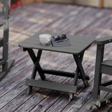 Flash Furniture Gray Portable Folding Adirondack Side Table LE-HMP-2012-1620H-GY-GG